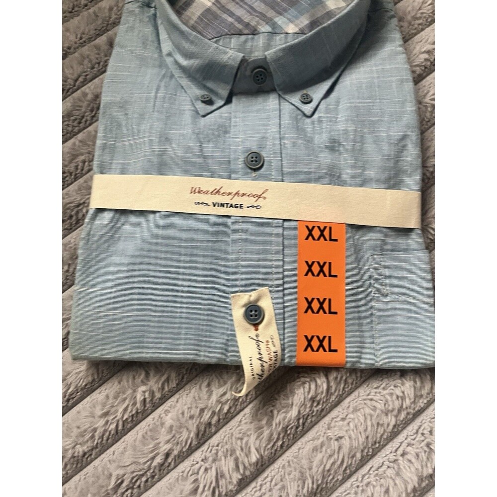 NEW Weatherproof Vintage Shirt Mens Sz 2XL Blue Short Sleeve Cotton Normcore - Picture 5 of 7